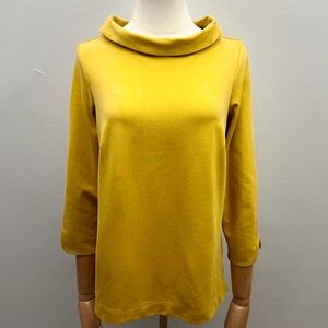 Ann Taylor Mustard Yellow Rayon Blend Cowl Neck Top XS